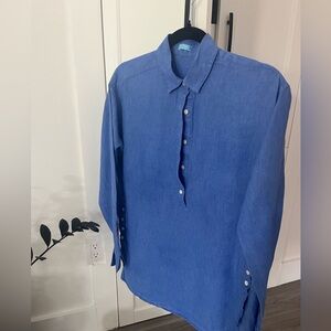Women’s dark chambray linen blouse